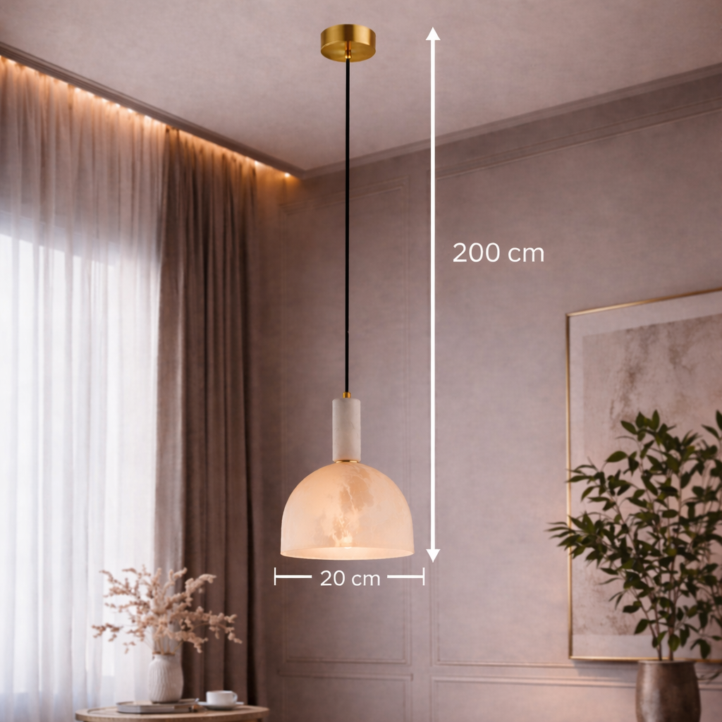Suspension Cloche Marbre Blanc