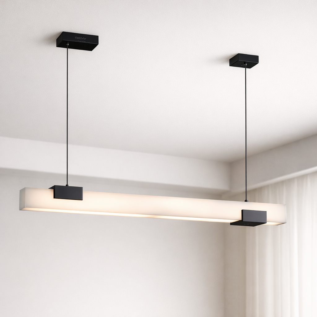 Suspension Linéaire LED Marbre Blanc