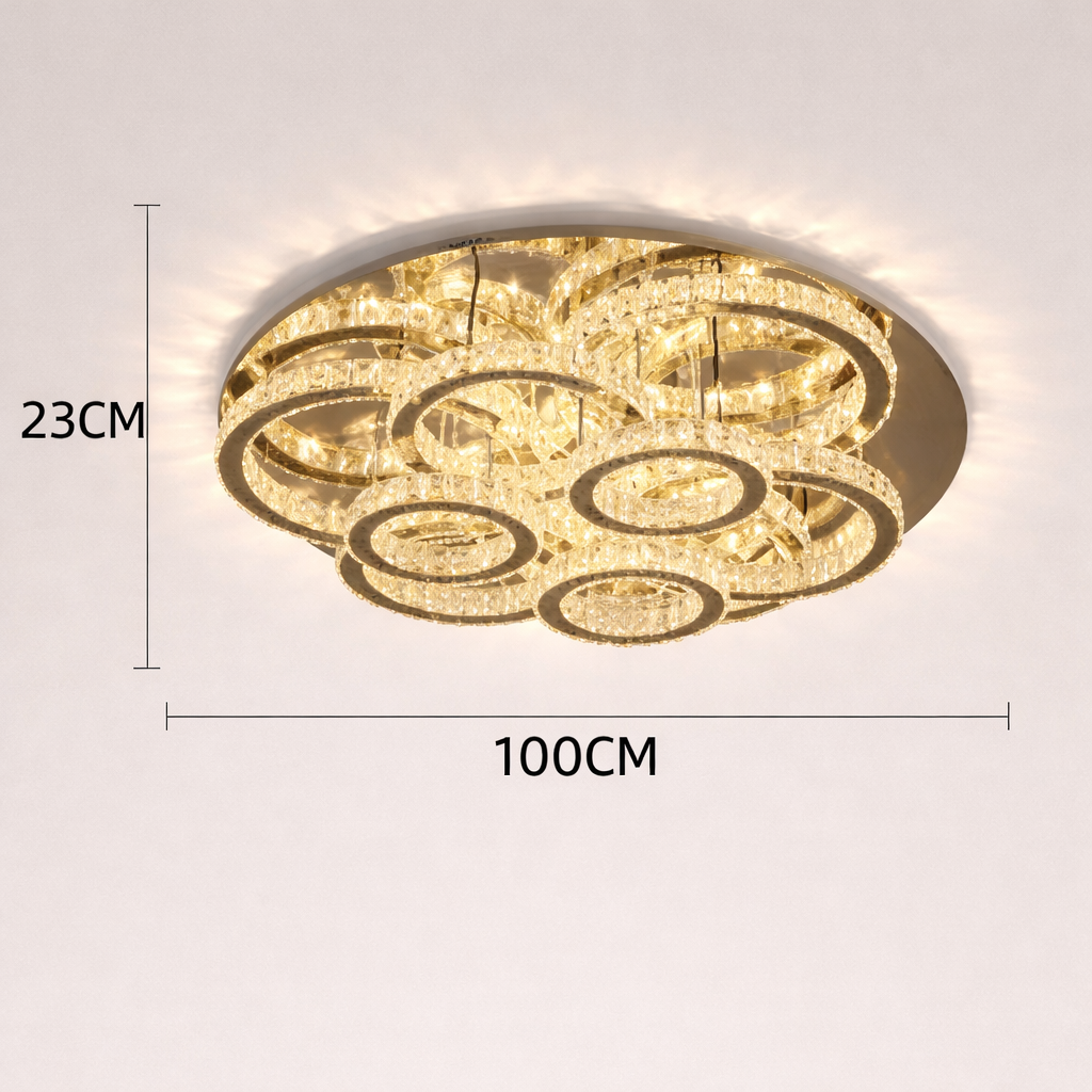 Plafonnier LED Cristal Design Doré