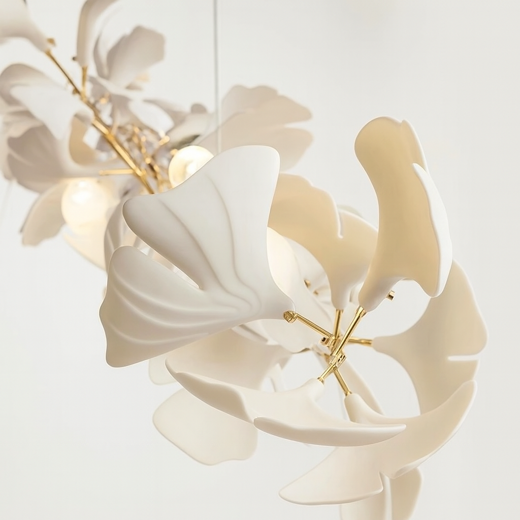 Suspension Branche Cuivre – Lustre Fleur en Verre