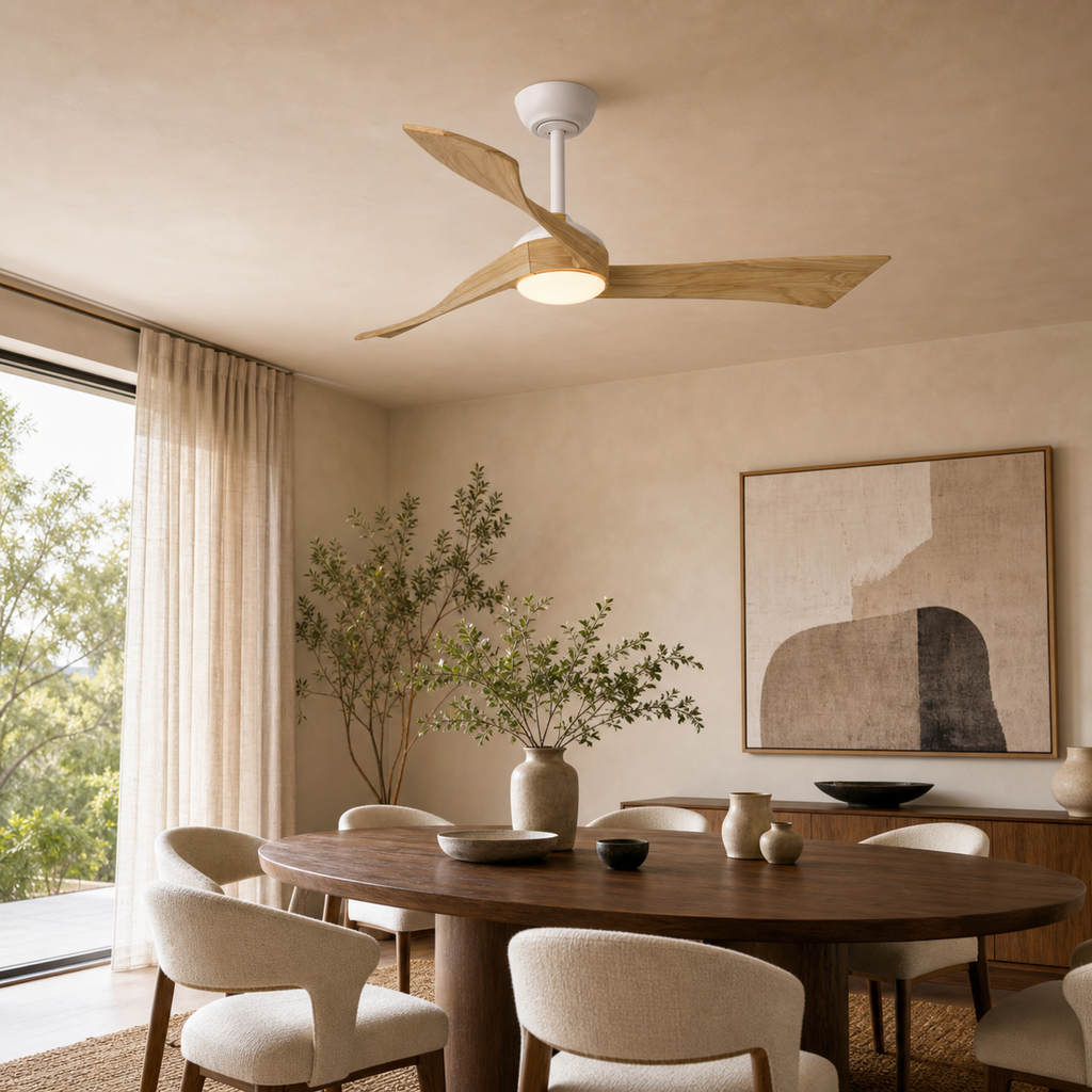 Ventilateur de Plafond Bois 132 cm – Silencieux, LED & Télécommande